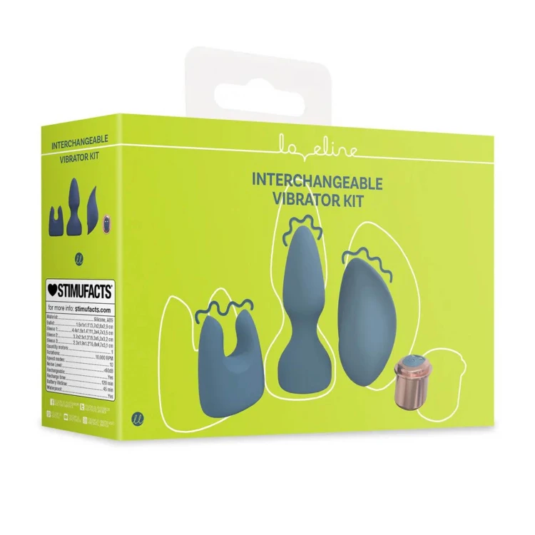 zestaw wibratorów  Interchangeable Vibrator Kit Blue