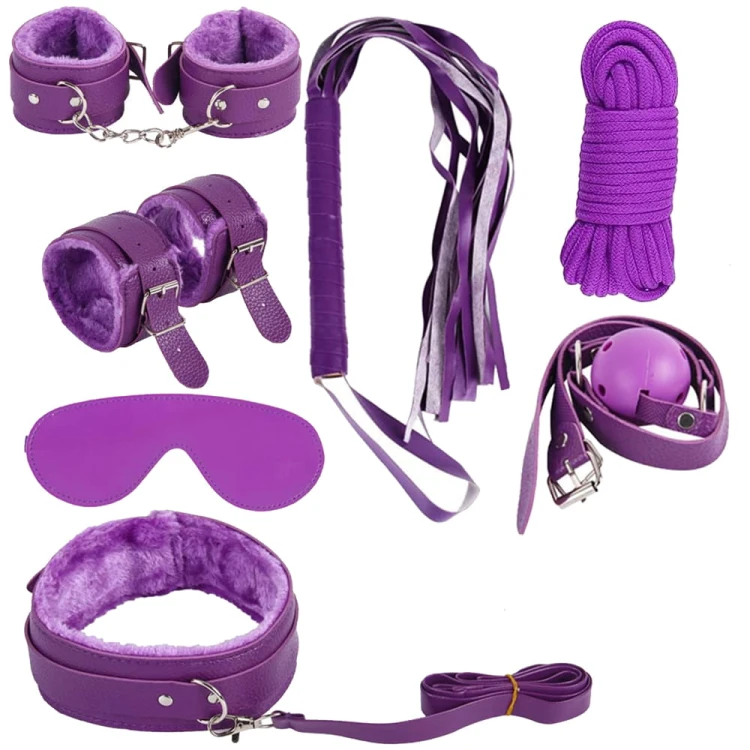 Pejcz-maska-kajdanki-na-ręce-nogi-smycz-z-obrożą-knebel-zestaw-BDSM-my-First-Fetish-Kit-Violet.jpg