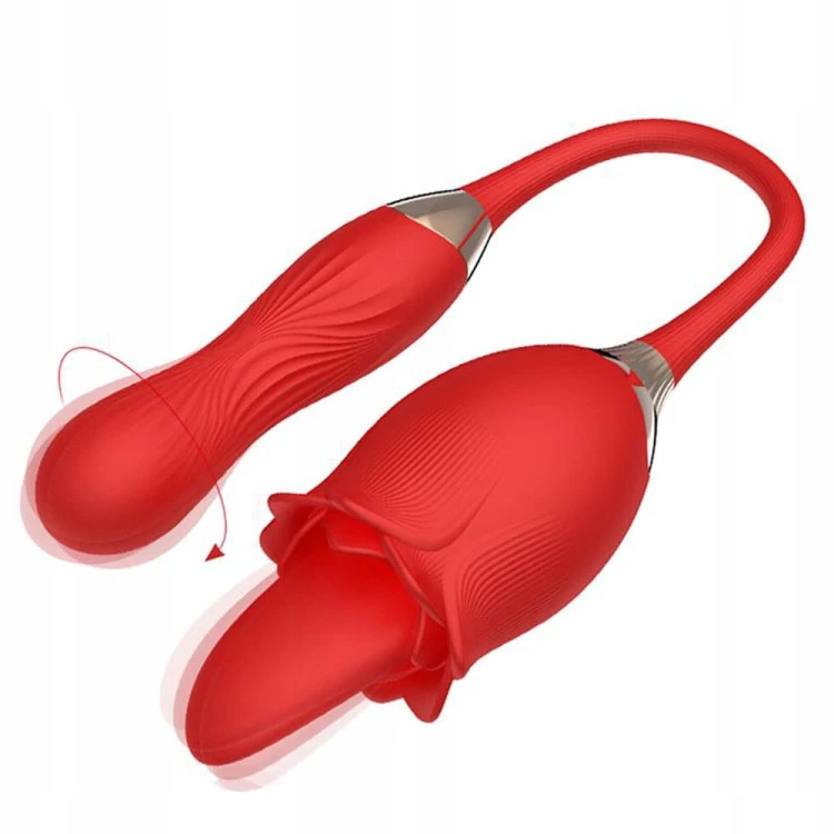 Silikonowy-masażer-kształcie-róży-Tongue-Stimulator-&amp;-Swinging-Egg-stymulacja-pochwy-łechtaczki